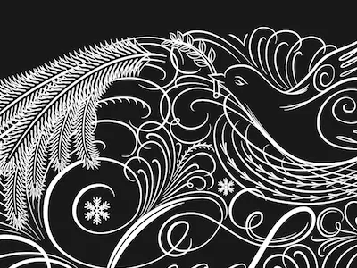 God Jul calligraphic christmas flourish flourishes lettering script vector