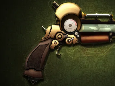 Steampunk Ray Gun gold gun lightning gun pistol ray steampunk stun gun wild west