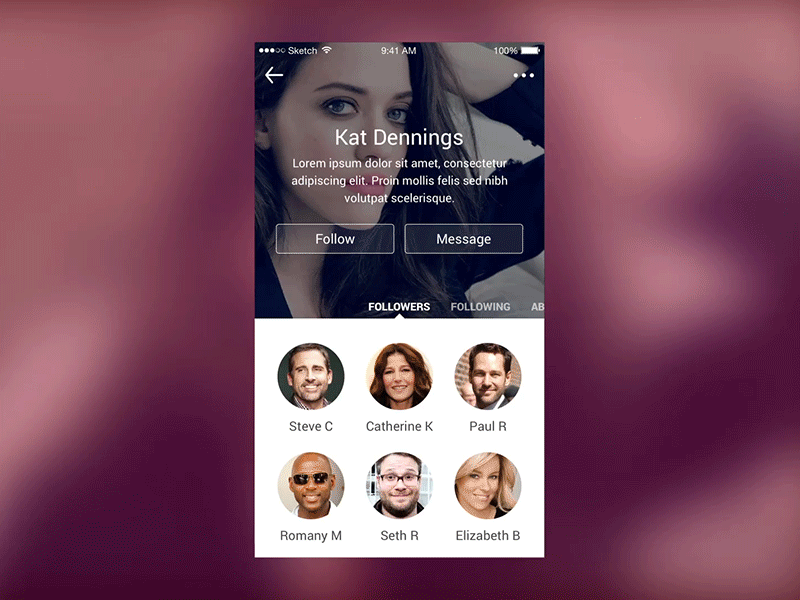 iOS Social Menu Collapse animation app flat ios iphone mobile profile social