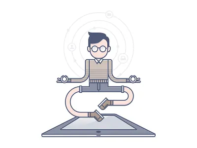 Tech Guru character float guru illustration knowledge meditation tech guru wise