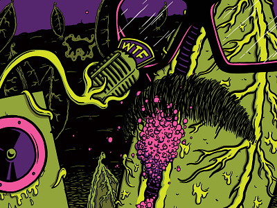 Pod-cast Nation attack of the body snatchers illustration pod podcast poster