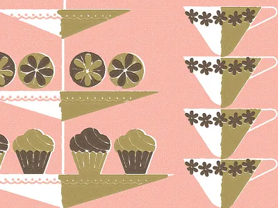 Tea Party! birthday invitation midcentury tea