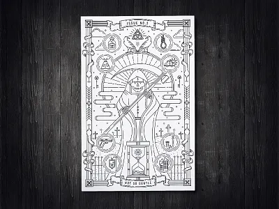 Not So Gentle Issue #2: Death cemetary crow dead death gun hourglass illustration line art poison reaper skull snake