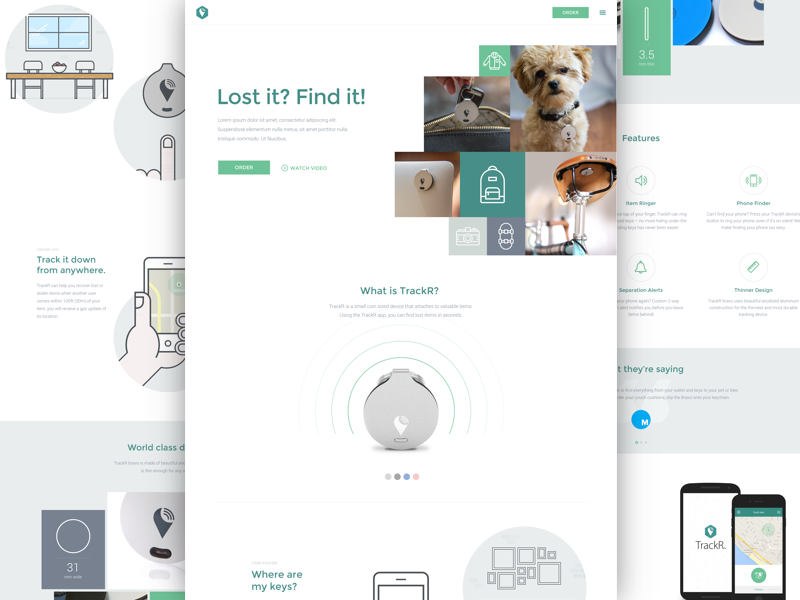 TrackR Site homepage illustrations ui ux web website