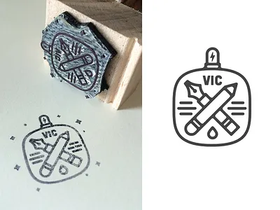 Stamp bell brand logo lumi stamp vic