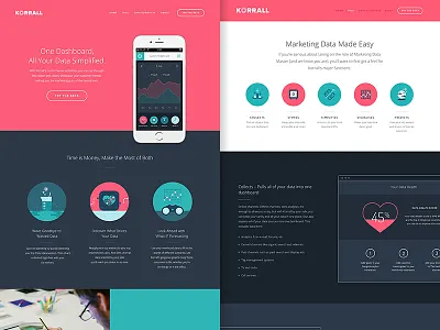Korrall marketing website app chart dashboard graph icons korrall metrics ui webpage website