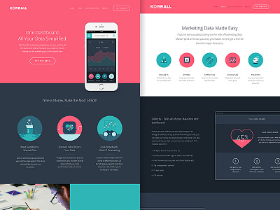 Korrall marketing website app chart dashboard graph icons korrall metrics ui webpage website