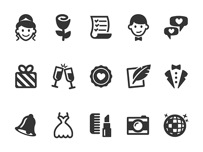 Wedding Icons black icon set icons mono ui wedding