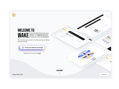 Landing Page app design branding design figma landing page login page product design ui ux wake network