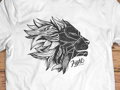 Lion Fight Tee fight hand drawn lion t shirt tee tshirt