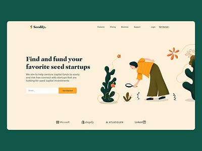Seedily Illustration & UI Design app character concept design drawing flat graphic design illustration landing page minimal startup typography ui ux vector web website