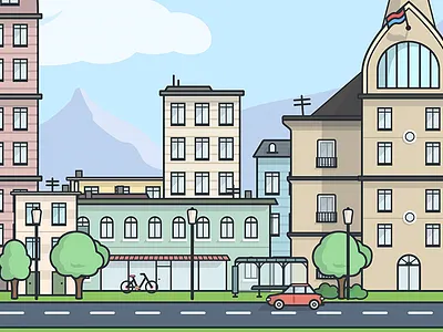 Dooock - is Available! building car city cloud dooock illustration life light mount road sky tree