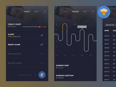 Sleepbot [Sketch File] alarm clock freebie sketch file graph internet of things iot material sketch file sleep tracking wearables