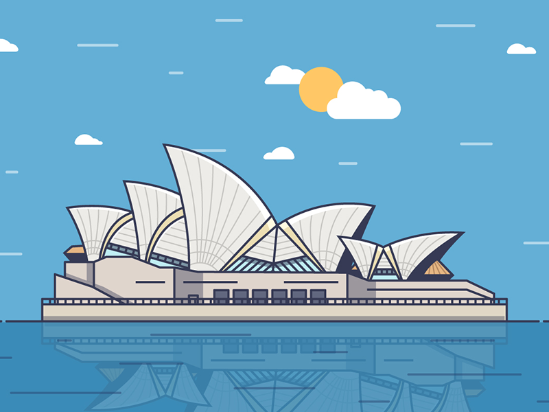 Sydney building clouds fireart fireart studio sea sky sun sydney sydney opera house