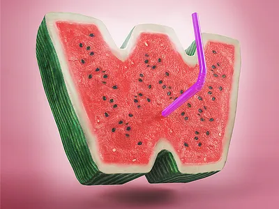W is for watermelon 3d c4d cinema4d typography w watermelon