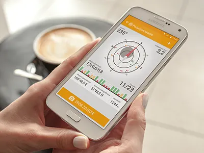 Surveyor app for Android android application compass data collection material material design mobile design satellites surveyor