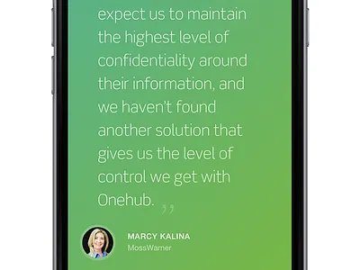 Testimonial & Footer on iPhone gradient onehub responsive scene testimonial