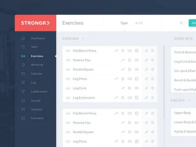 Strongr Application app application exercise fitness ui ux workout