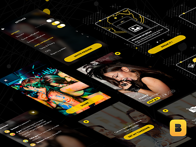 Break mockups app black break design flat ios mockup night ui ux yellow