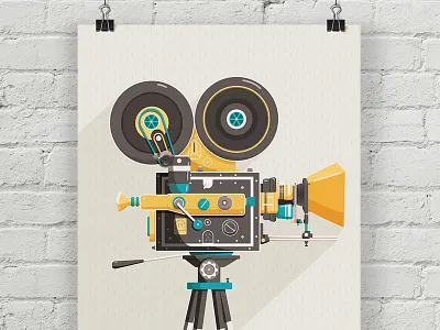 CINE Poster camera film giclee illustration movie poster print texture vector vintage