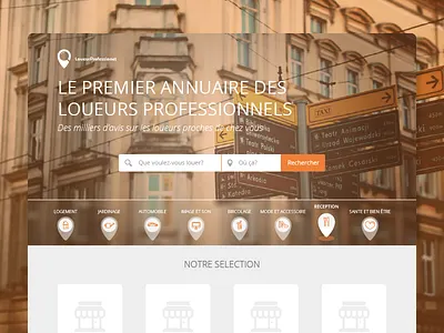 Homepage - Professional rental blur categories flat homepage landing page pin professional rental responsive ui website