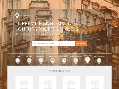 Homepage - Professional rental blur categories flat homepage landing page pin professional rental responsive ui website