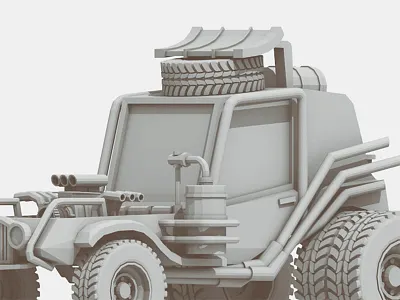 "Beast" WIP 3d apocalypse battle c4d car engine fury road mad max render supercharger vehicle war