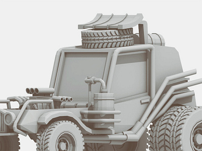 "Beast" WIP 3d apocalypse battle c4d car engine fury road mad max render supercharger vehicle war