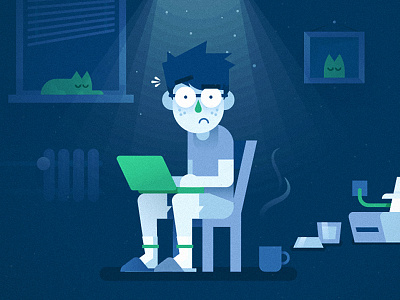 Freelancer article cat flat freelance illustration inphographic toptal vector waldek