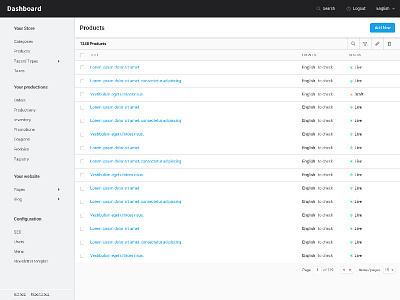 Dashboard - Product Page dashboard franck gaudin webdesign work in progress