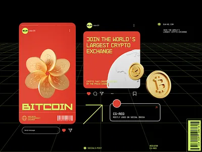 EVA - 01 | Cryptocurrency Social Media Branding 🌎 3d aesthetics art direction bitcoin branding creative direction crypto cryptocurrency design finance graphic design illustration inspiration layout logo minimal nft social media social media post ui