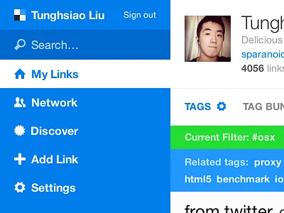 Delicious.com Redesign - Dashboard #2