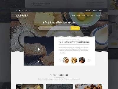 Sparkle Food blog blog chef cook cooking design food restaurant site ui ux web website
