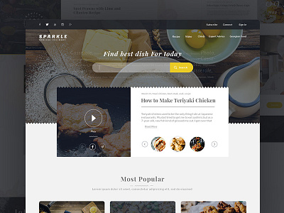 Sparkle Food blog blog chef cook cooking design food restaurant site ui ux web website