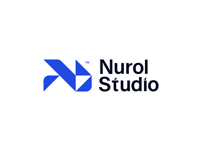 Nurol studio logo design abstract blue color logo brand identity branding flat geometrical icon interior design studio letter n logo logo mark logos mark minimalist modern pencil shape symbol typography vector