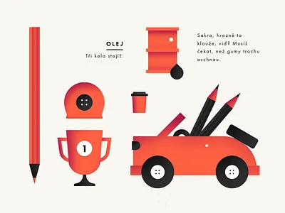 Board Game Illustrations barrel board game car coffee cup deep idea illustrations oil pencil race tire