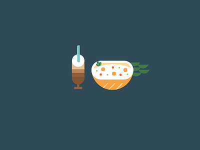 Pineapple fried rice & Thai iced coffee coffee flat food fried rice iced iced coffee icon illustration pineapple rice summer thai