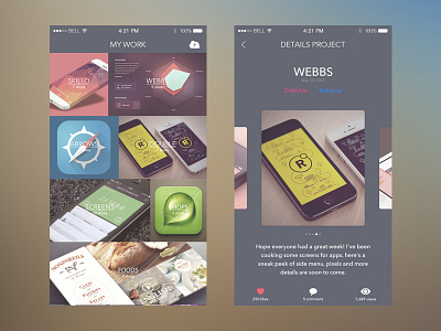 Mobile Portfolio app application clean design flat icons ios iphone mobile ui ux