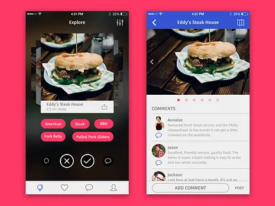 Restaurant Finder App clean flat ios iphone minimal neat ui