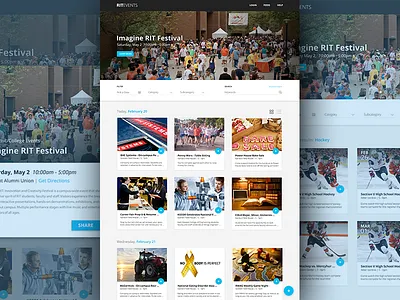 RIT Events Responsive Redesign calendar events material redesign responsive rit website