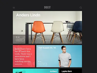 Digest Magazine Template 2 app blog classy flat grid magazine masonry minimal portfolio ui website wordpress