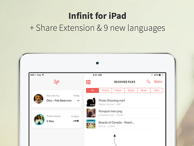 Infinit for iPad file transfer infinit ios app ipad ipad app p2p