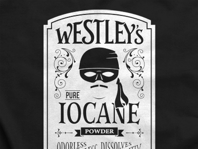 Iocane Powder hand lettering illustration label lettering