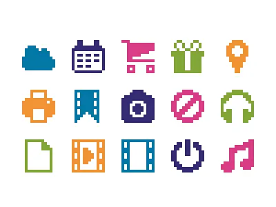 Pixelified (week 3): 15 Free icons 8bit font freebie icon pack icon set icons pixel icons pixelart pixelated pixels retro svg