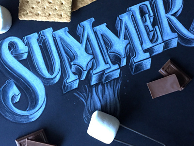 Summer i remember whensday illustration lettering marshmallows summer