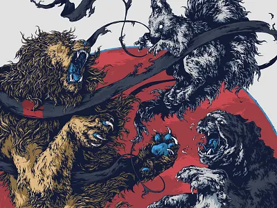 Renzo Gracie bulldog further up illustration ivan belikov jiu jitsu lion renzo gracie squirrel