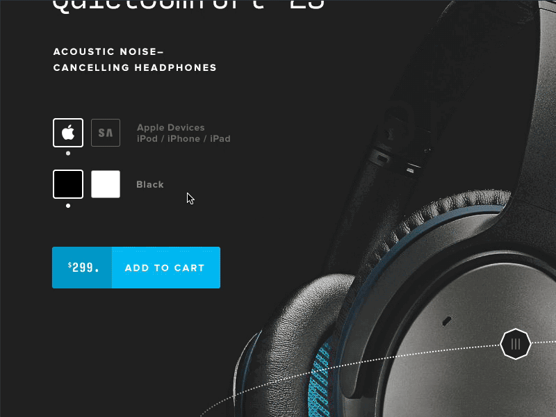 Add To Cart Interaction animation atomic button cart ecomm headphones