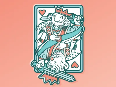 Kings of Heart card hearts illustration king