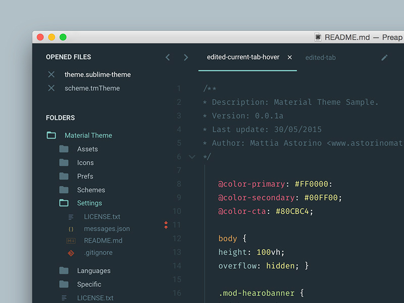 Example of Material Theme Sublime Text 3