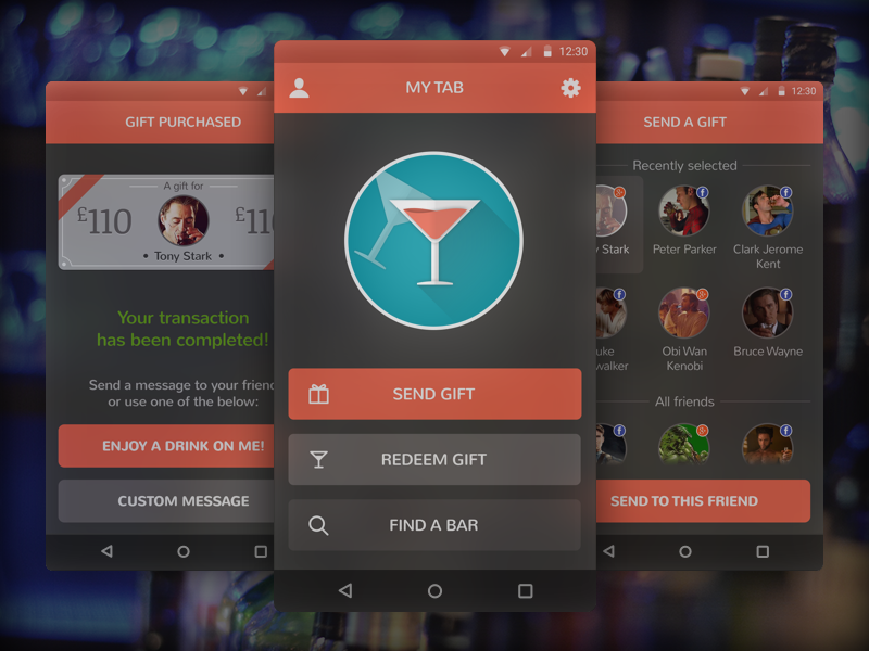My Tab App android app booze design map material superheroes tgif ui ux